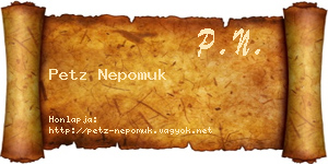 Petz Nepomuk névjegykártya